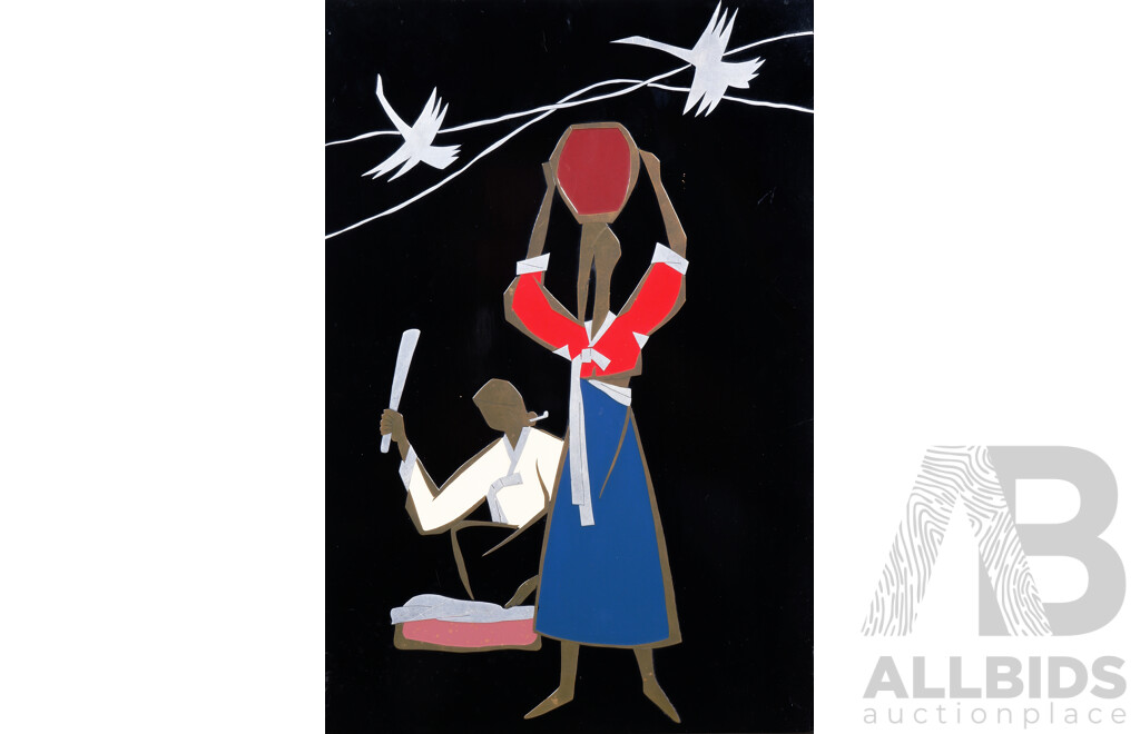 Contemporary Asian Decoupage Scene