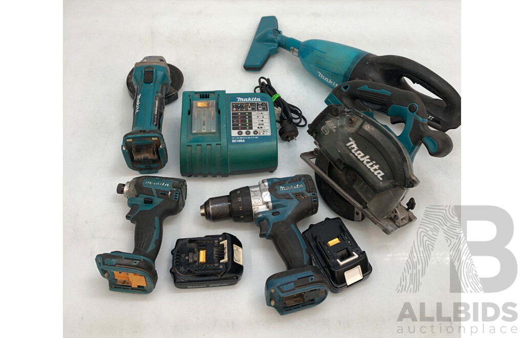 6 Piece Makita Set with 2x 18V Batteries