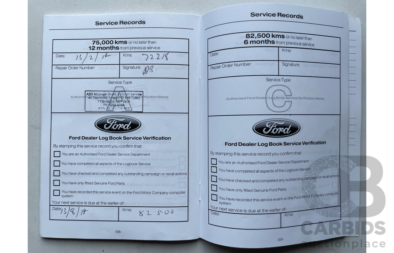 11/11 Ford Falcon  RWD FG UPGRADE C/Chas White 4.0L