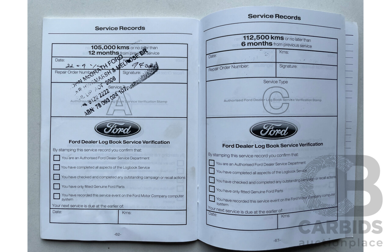 11/11 Ford Falcon  RWD FG UPGRADE C/Chas White 4.0L