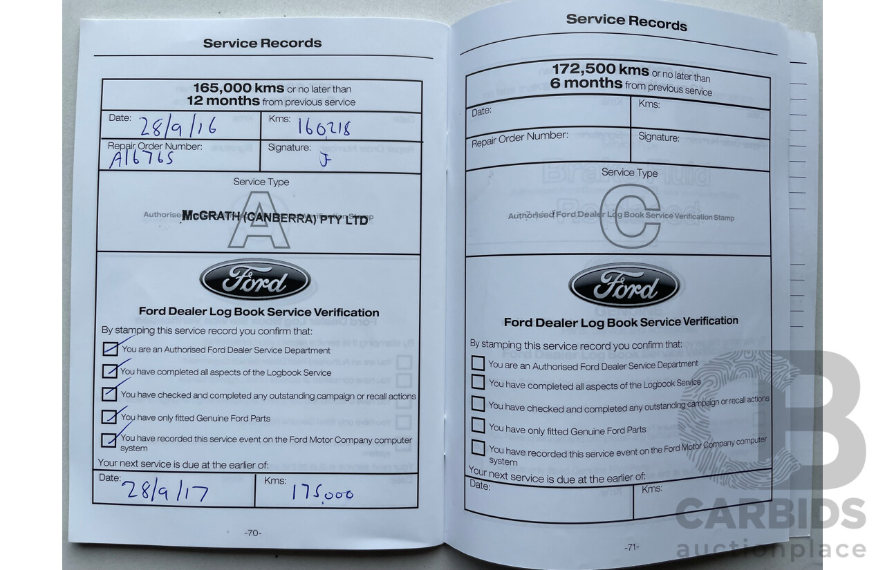 11/11 Ford Falcon  RWD FG UPGRADE C/Chas White 4.0L