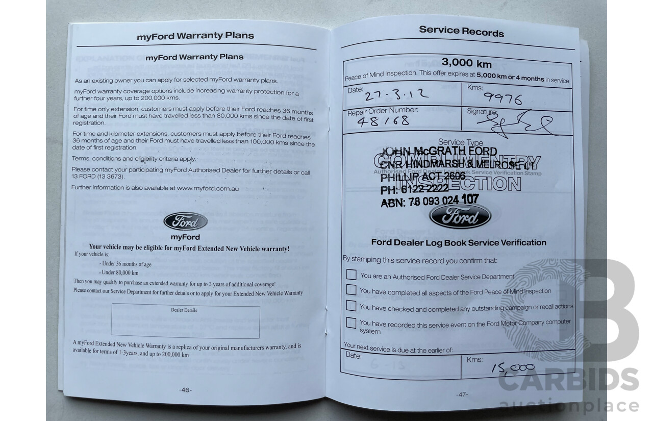 11/11 Ford Falcon  RWD FG UPGRADE C/Chas White 4.0L