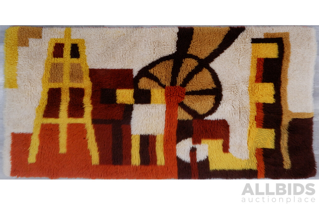 Vintage Woollen Geometric Hook Rug