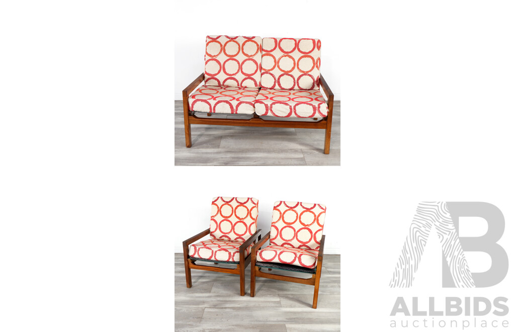 Mid Century Blackwood Framed Lounge Suite