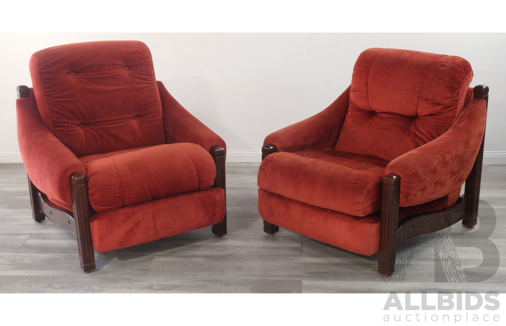 Mid Century Timber Framed Four Piece Lounge Suite