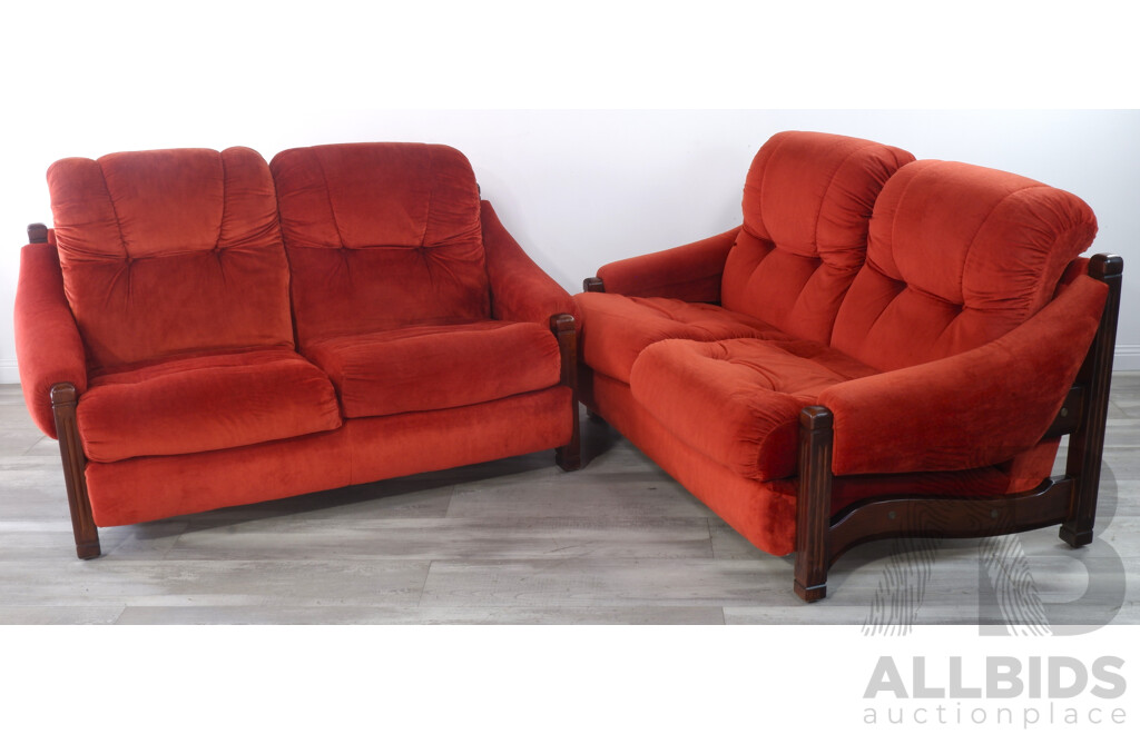 Mid Century Timber Framed Four Piece Lounge Suite