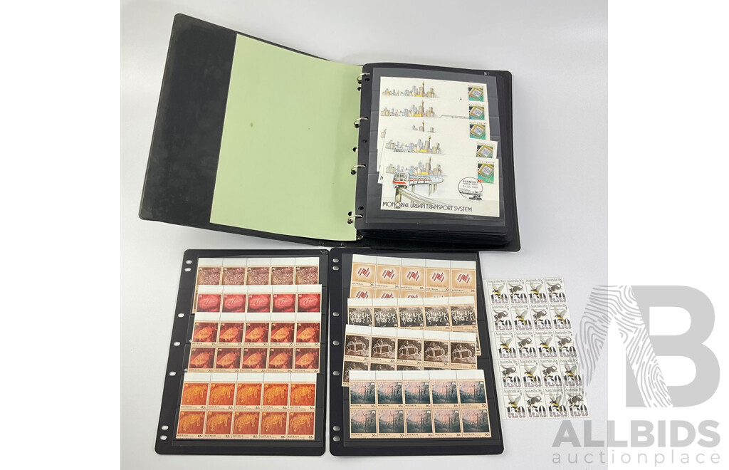 Australian 1984/88 Mint Stamp Blocks with 1988 First Day Covers