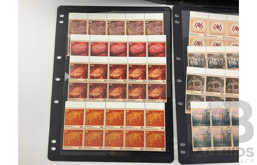 Australian 1984/88 Mint Stamp Blocks with 1988 First Day Covers