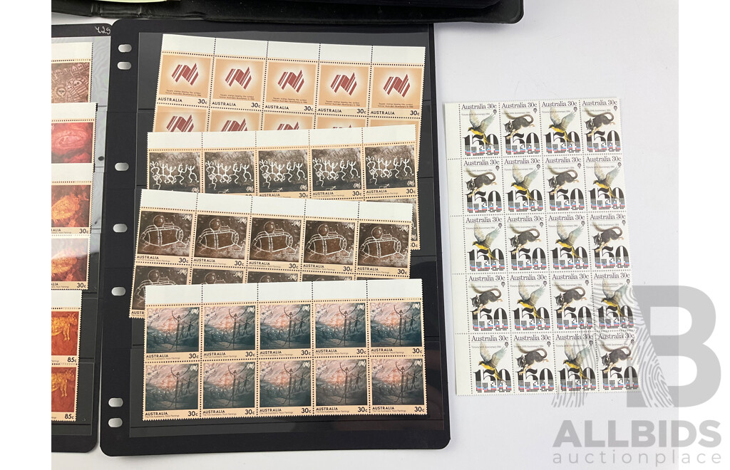 Australian 1984/88 Mint Stamp Blocks with 1988 First Day Covers