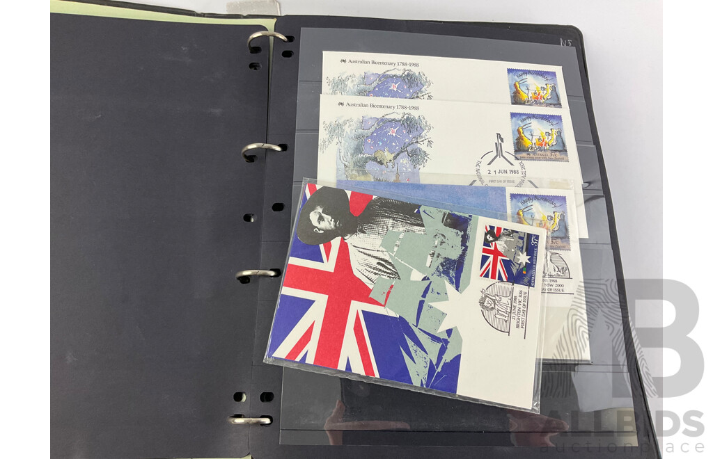 Australian 1984/88 Mint Stamp Blocks with 1988 First Day Covers