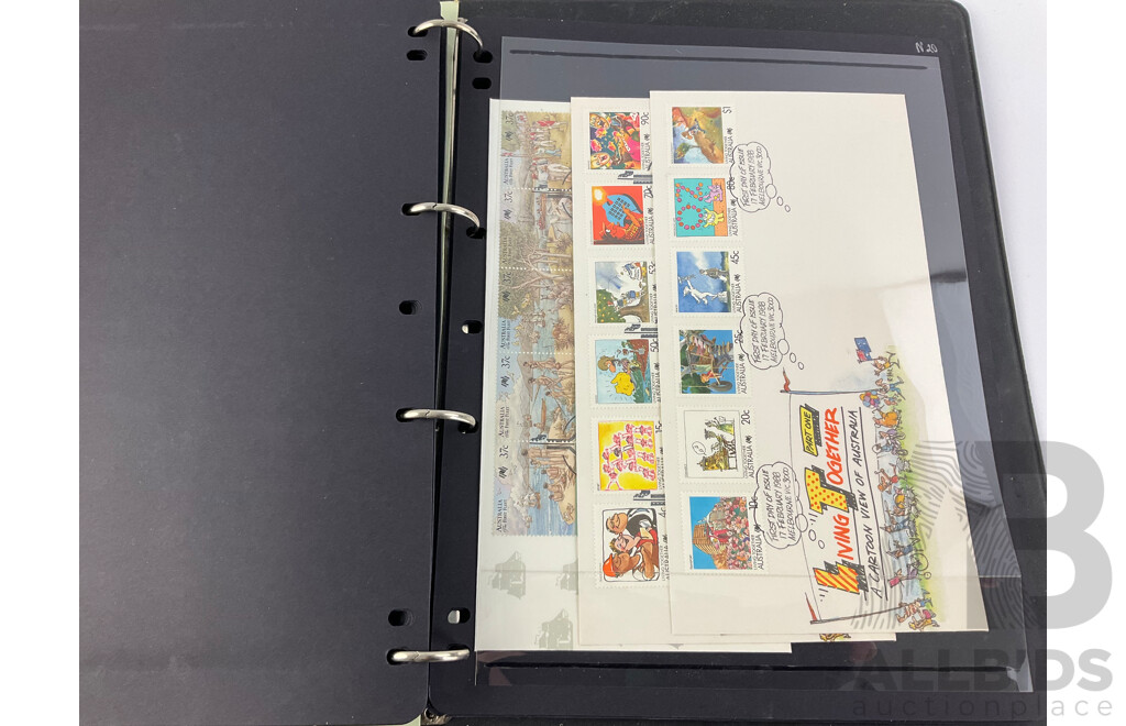 Australian 1984/88 Mint Stamp Blocks with 1988 First Day Covers