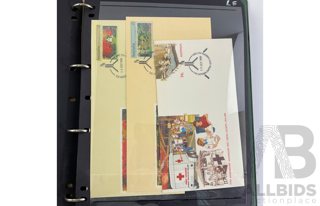 Two Albums of Australian First Day Covers, Examples Spanning 1986 to 1990