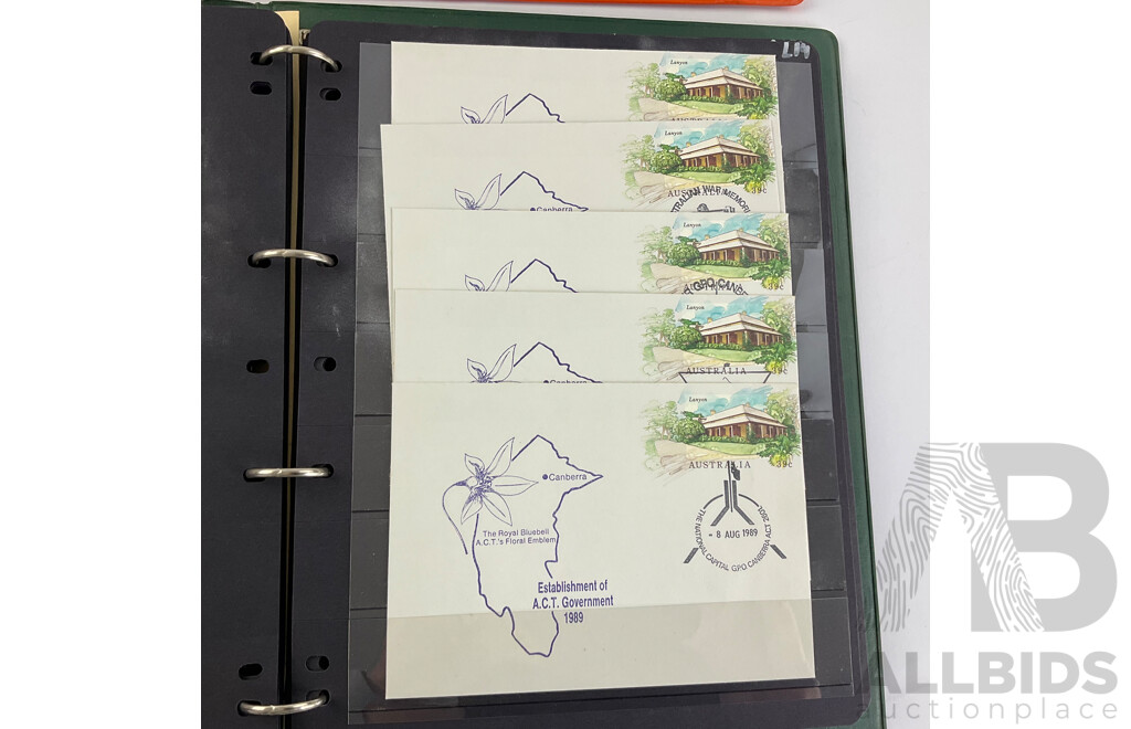 Two Albums of Australian First Day Covers, Examples Spanning 1986 to 1990