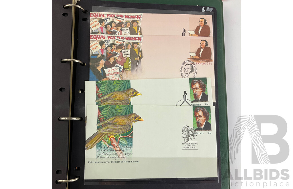Two Albums of Australian First Day Covers, Examples Spanning 1986 to 1990