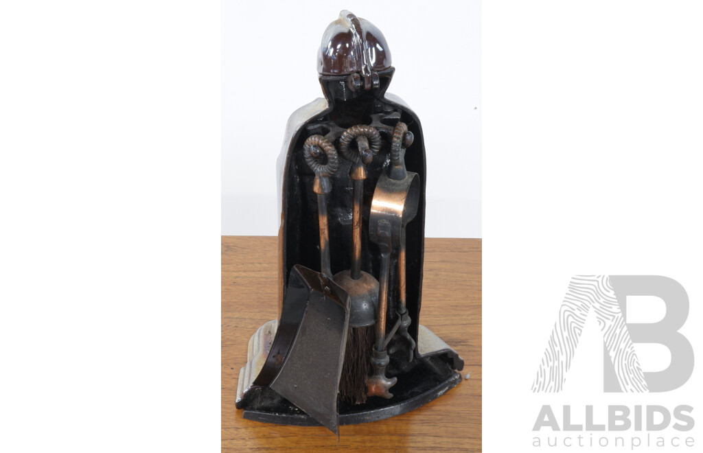 Vintage Cast Iron Knight Fire Tool Set