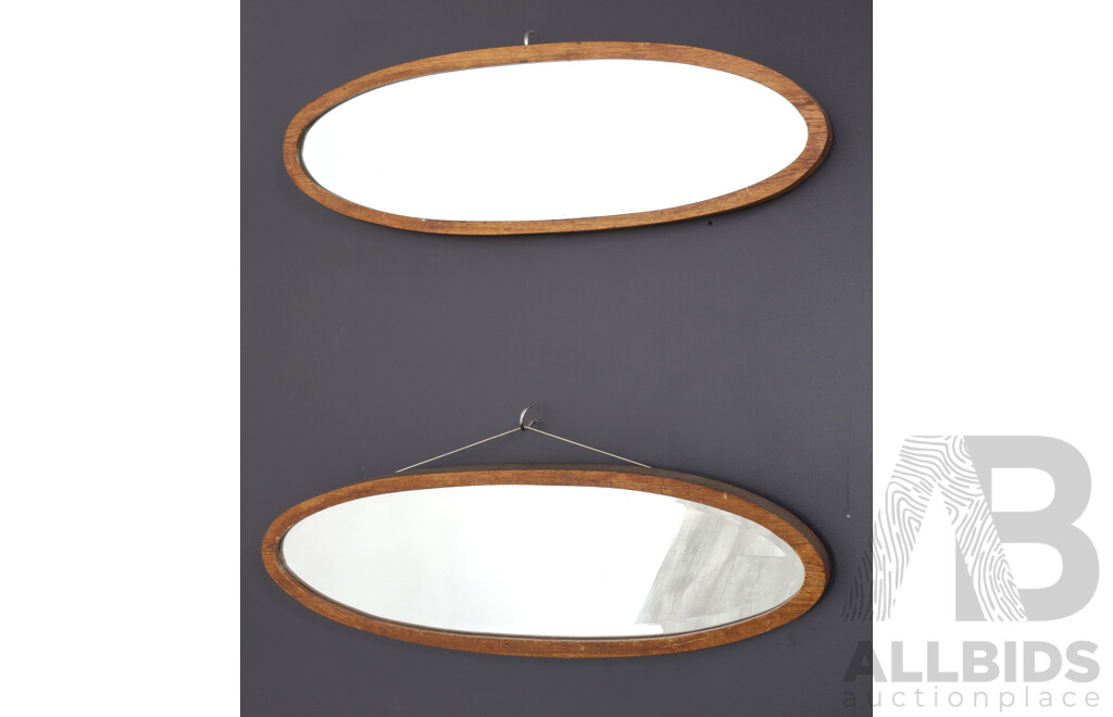 Pair of Oak Framed Mantle Mirrors