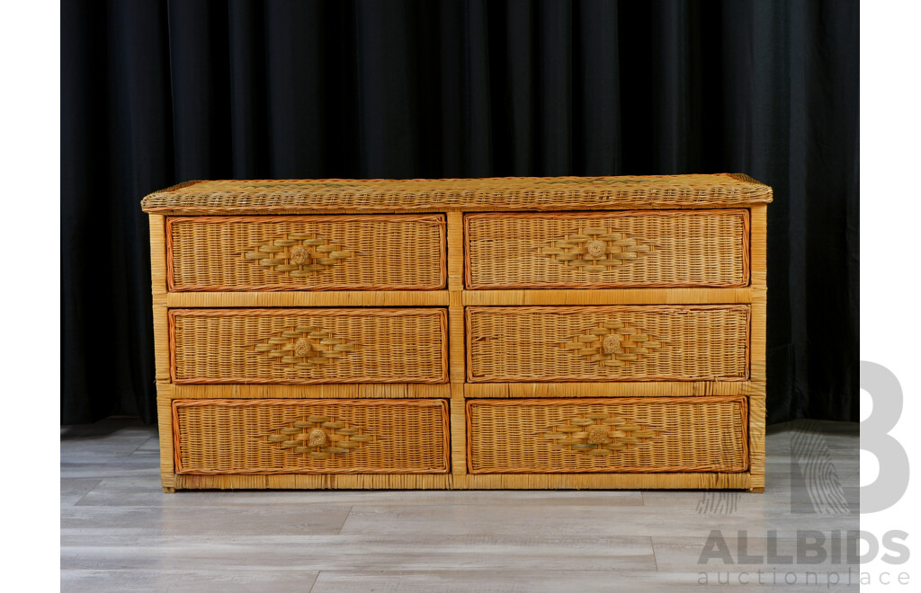Cane Chest of Six Drawers