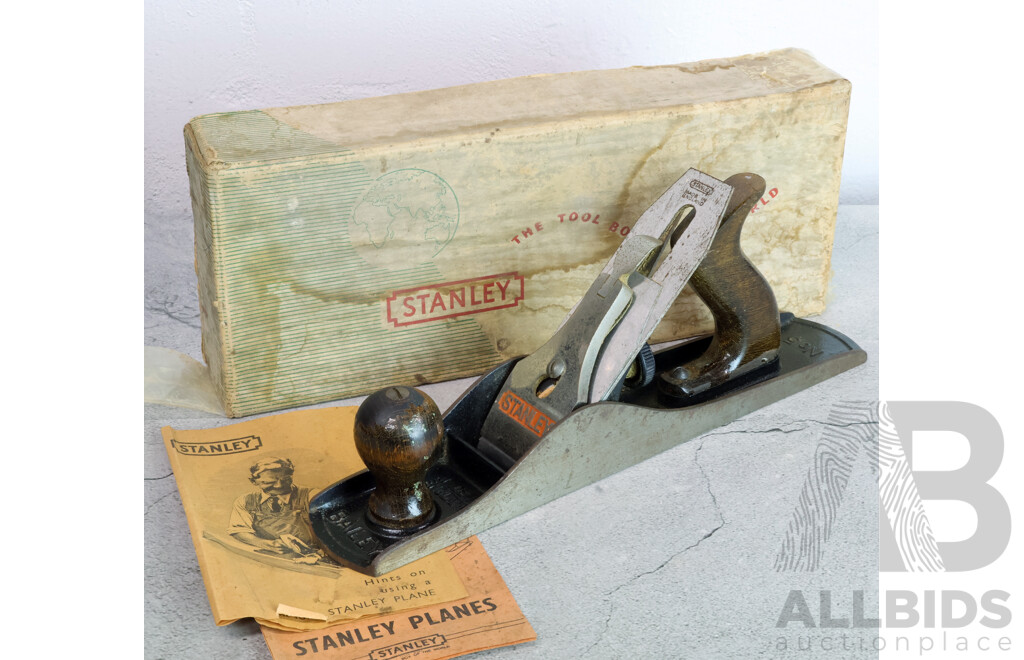 Vintage Stanley Number Five Hand Plane with Original Box and Hints Booklet