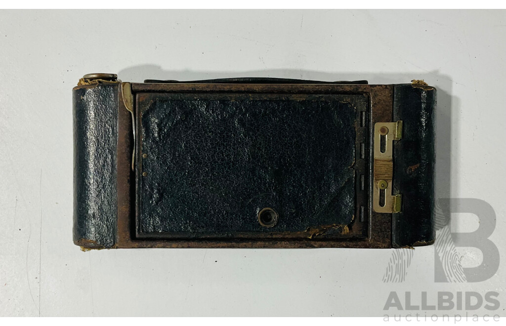 Vintage Ihagee Exa Camera and Leather Case with Kodak Number 2A Folding Brownie Camera with Herbert Small Lather Carry Satchel