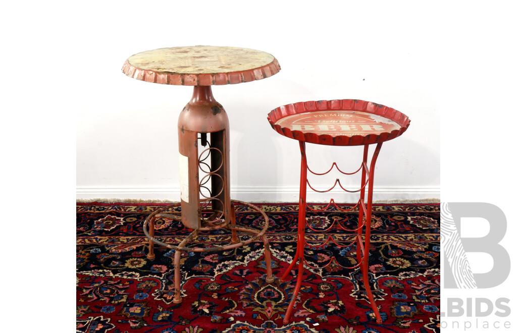 Bottle Form Pub Table and Matching Side Table