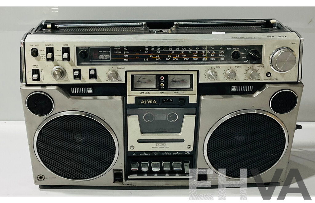 Vintage Aiwa Stereo Radio Cassette Recorder 955 (Model No. TPR-955G) with Electric Cord