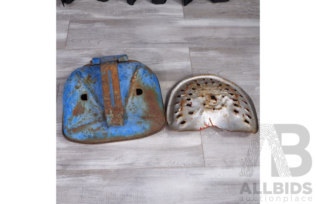 Pair Of Vintage Metal Tractor Seats