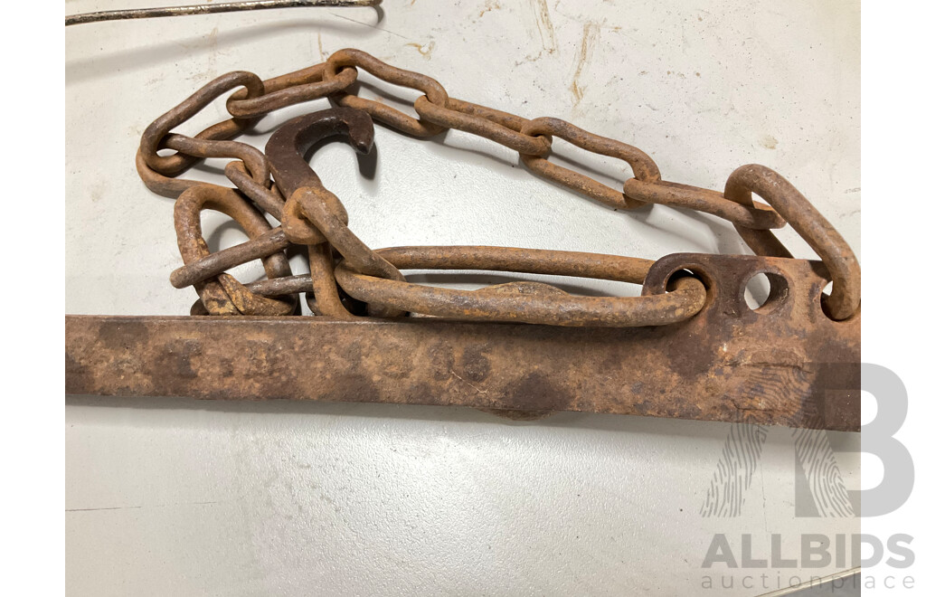 Antique Weight Scale Bar with Slide and Hanging Weights