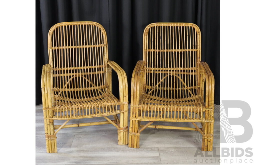 Good Pair of Vintage Tiger Cane Verandah Chairs