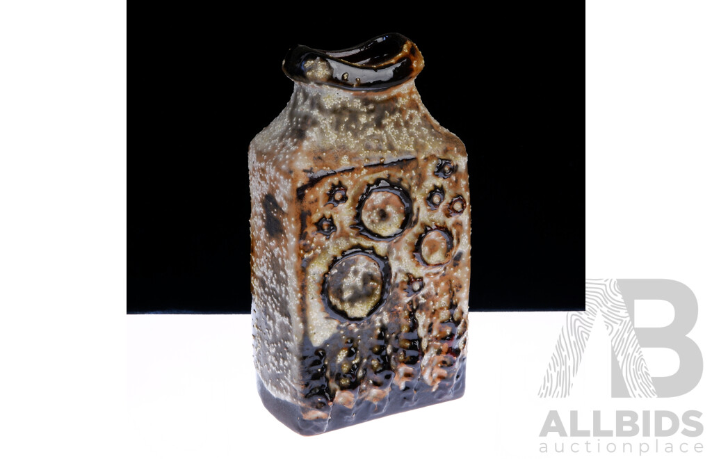 Vintage Mid Century West German Ceramic Fat Lava Luna Salt Glaze Vase by Carsten Tonnieshof