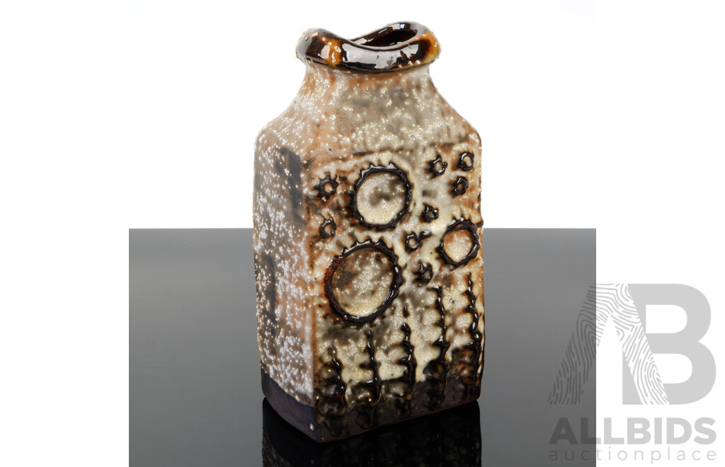 Vintage Mid Century West German Ceramic Fat Lava Luna Salt Glaze Vase by Carsten Tonnieshof