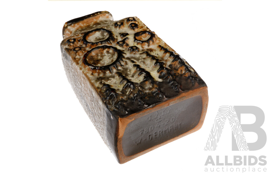 Vintage Mid Century West German Ceramic Fat Lava Luna Salt Glaze Vase by Carsten Tonnieshof