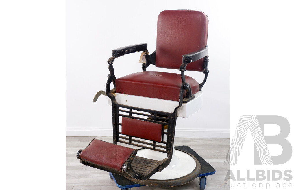Vintage Enamel Adjustable Barbers Chair