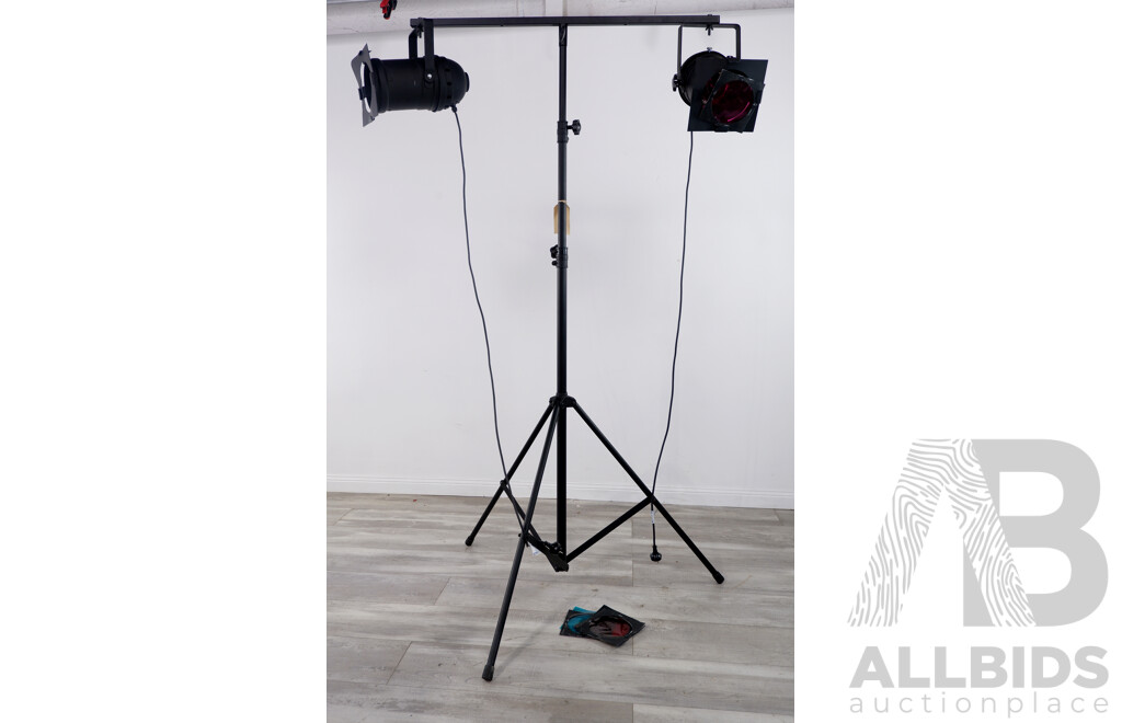 Pair of Theatre Lights on Boom Stand