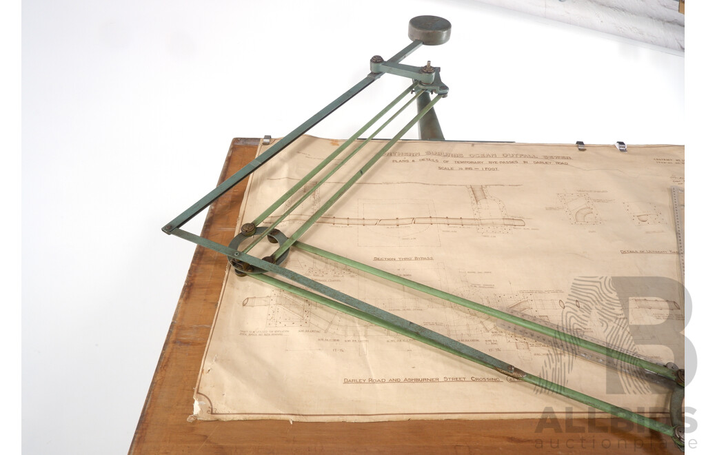 Large Vintage Architectural Drafting Table