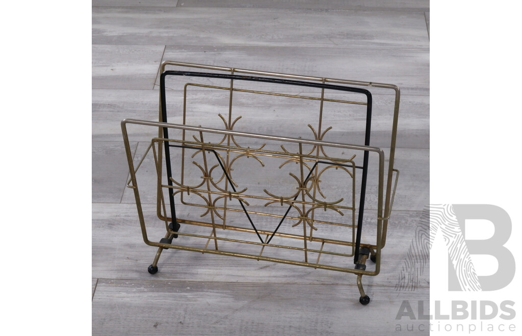 Vintage Brass Magazine Rack