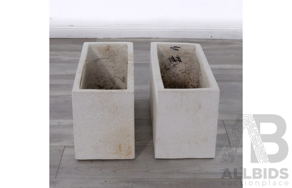 Pair of Modern Composite Trough Planters