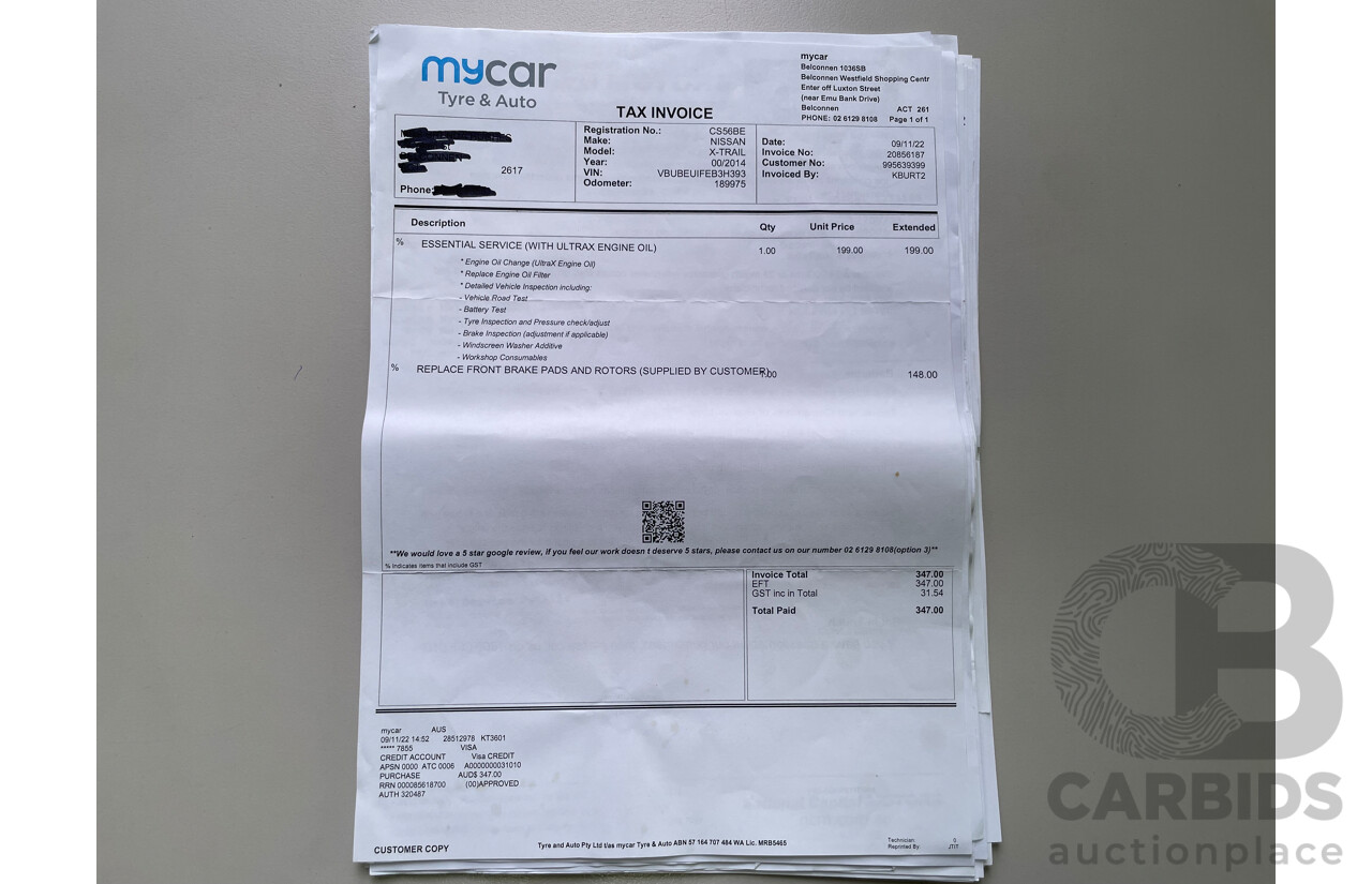 09/14 Nissan X-Trail TS (FWD) FWD T32 4D Wagon Silver 1.6L