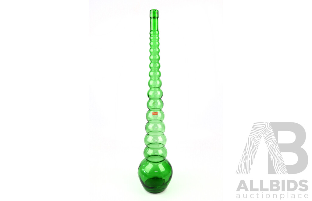Vintage Italian Brevetto Etrusca Green Glass Chianti Bottle, 1969