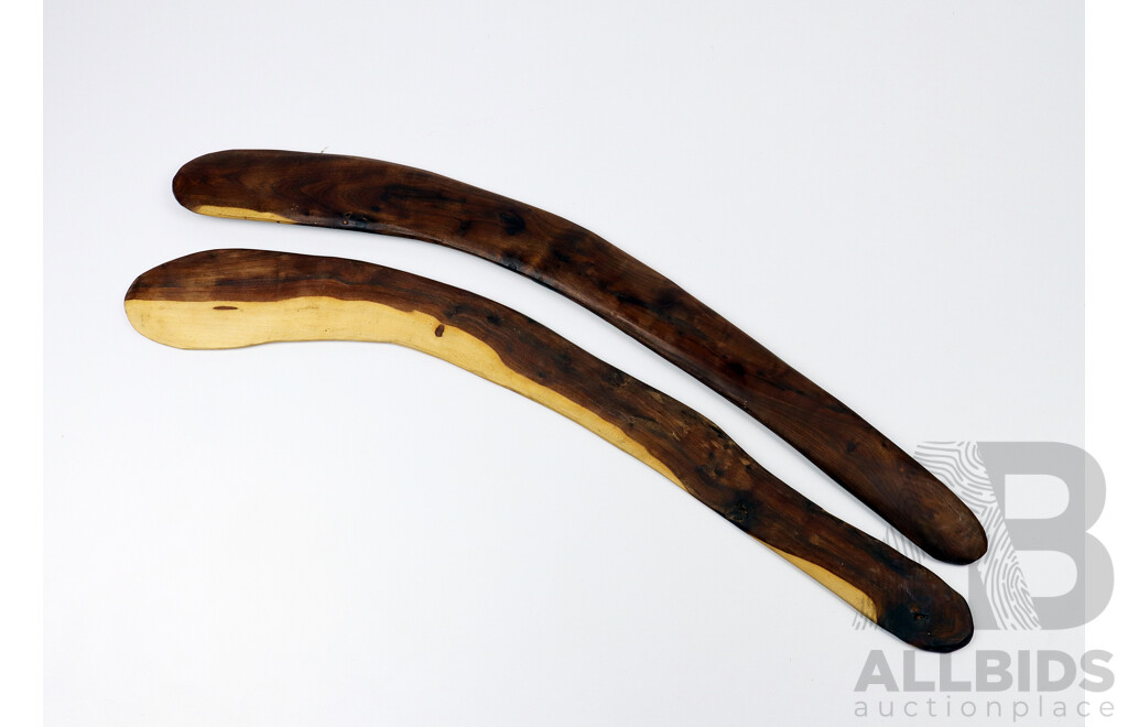 Two Aboriginal Hardwood Timber Boomerang Clubs (2)