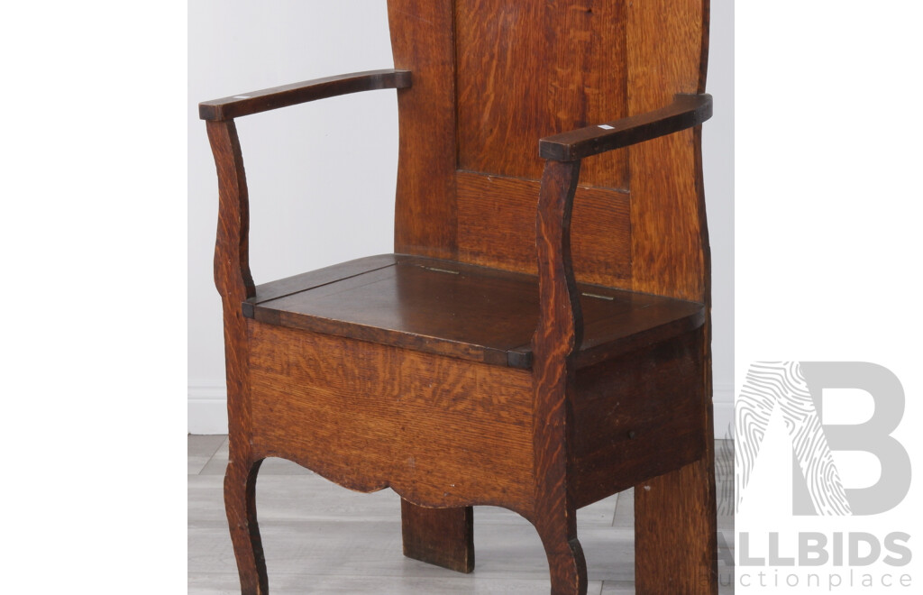 Antique Hall Stand with Seat and Mirror