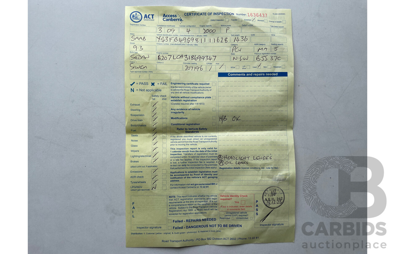 03/09 Saab 9-3 LINEAR 2.0t FWD MY08 4D Sedan Silver 2.0L