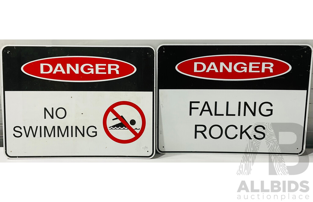 Pair of Large Metal Danger Signs