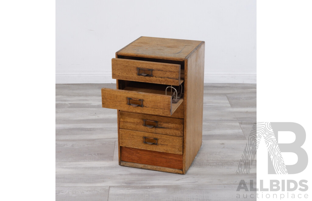 Industrial Oak Five Drawer Filer