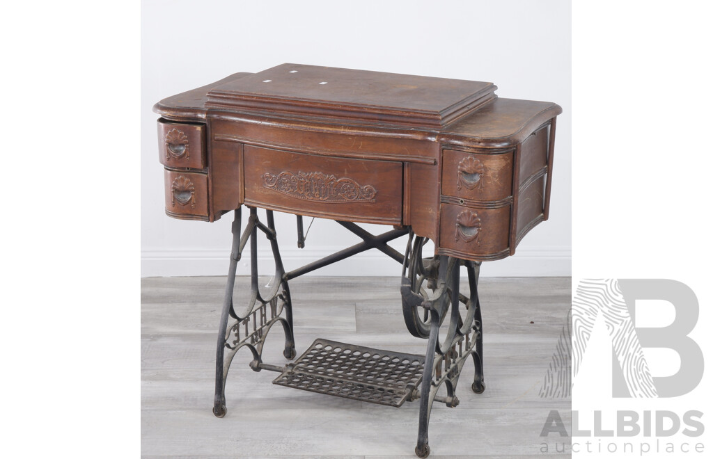 Antique White Tredle Sewing Machine