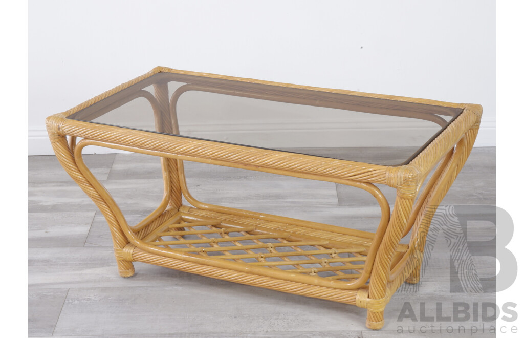 Vintage Rectangular Cane Coffee Table