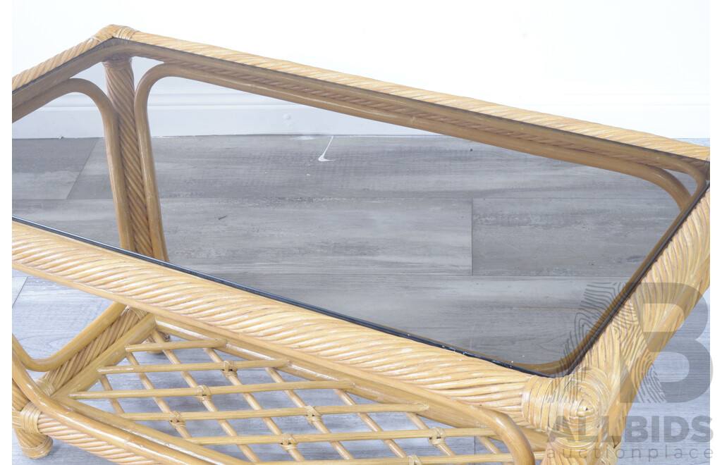Vintage Rectangular Cane Coffee Table