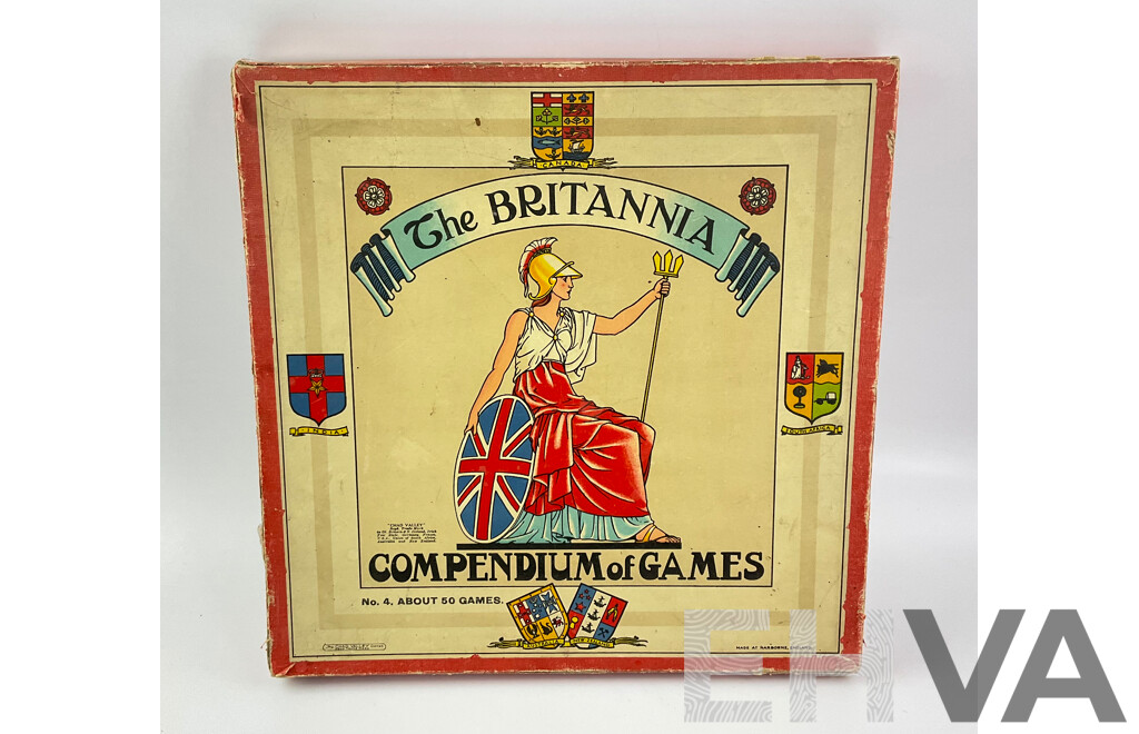 Vintage 1940s Chad Valley the Britannia Compendium of Games Includes Cards, Dice, Tiddly Winks, Dominos and Much More