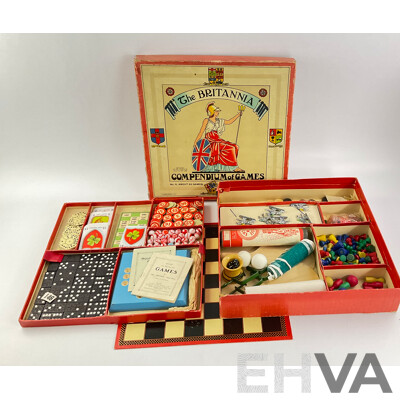 Vintage 1940s Chad Valley the Britannia Compendium of Games Includes Cards, Dice, Tiddly Winks, Dominos and Much More
