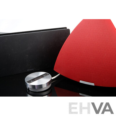 Bang & Olufsen BeoLab 4 Active Red Triangular Speakers with Beolink Wireless Bass Bar