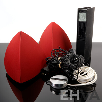 Bang & Olufsen BeoLab 4 Active Red Triangular Speakers with Beolink Wireless Bass Bar